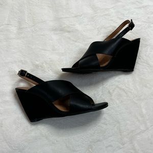 Faux Leather and Suede Wedge Sandals
